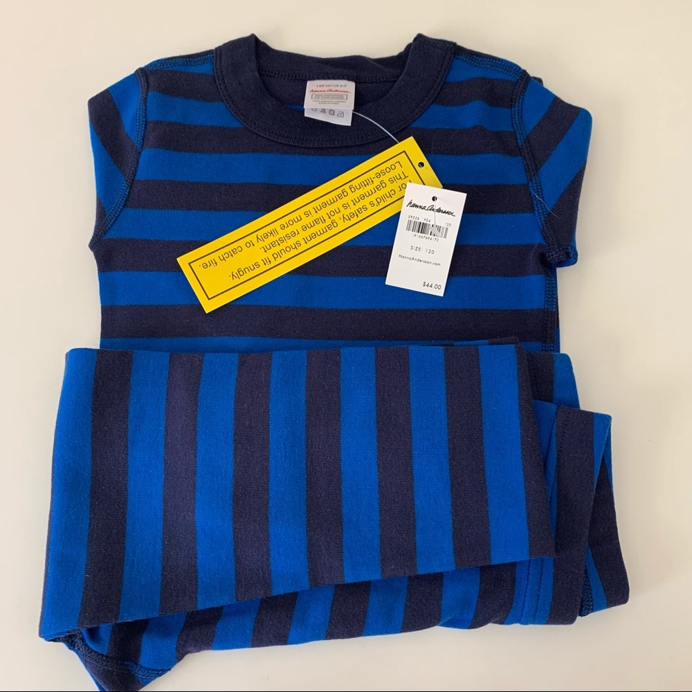 Hanna andersson pajamas set 6-7 blue stripes
